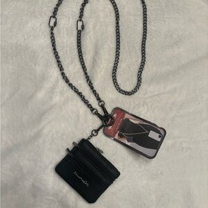 Save The Girls Clip & Go Chain w/Zip pouch & Phone Carrier in color: gun metal